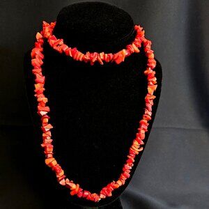 Vintage Red Coral Slip Over Necklace